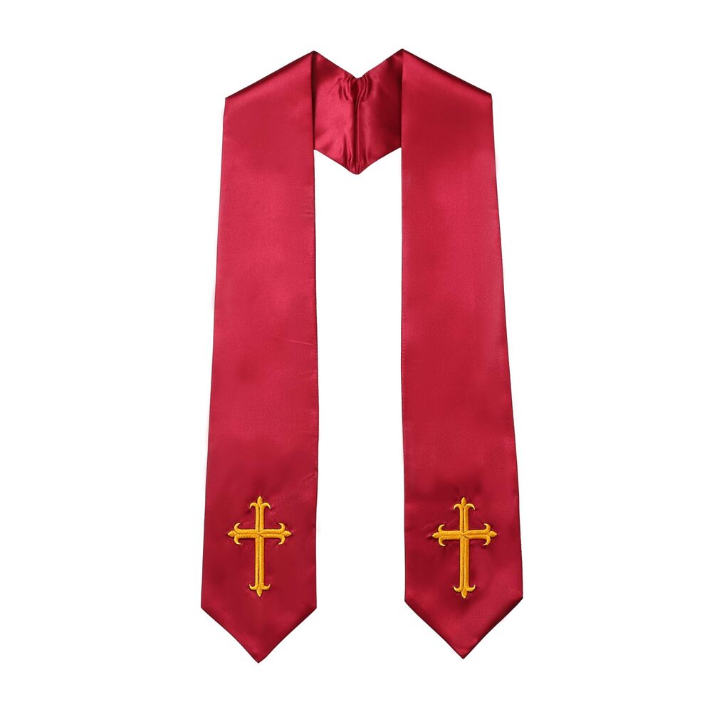 5282 Unisex Adult Clergy Stole with Embroidered Cross Wedding Stole Church